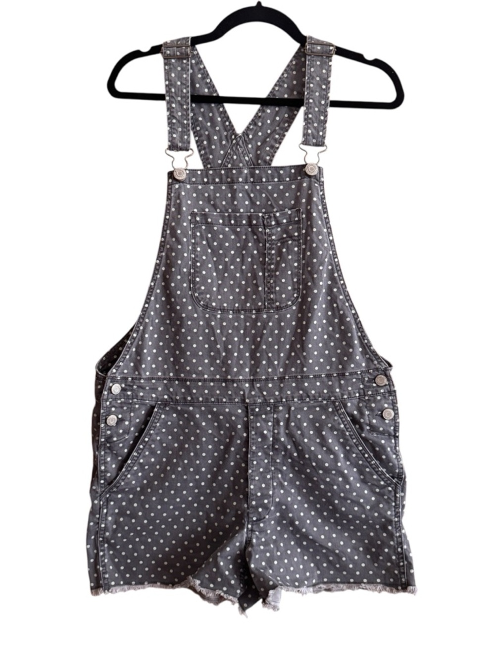 💜4/$40 American Eagle Outfitters Gray Polka Dot Denim Overalls